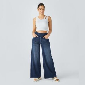 NEW HALARA Flex High Waisted Multiple Pockets Baggy Wide Leg Jeans Size 1X